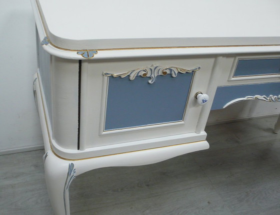 Image 1 of Credenza Chippendale in stile antico bianco + blu tortora