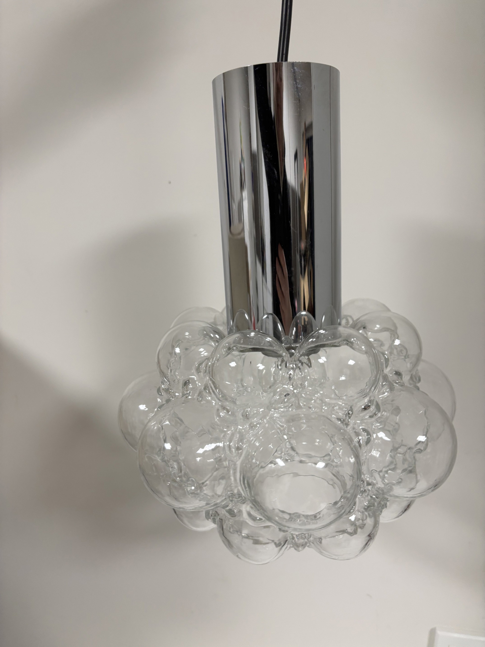 Vintage bubble glass pendant lamp by Helena Tynell for Limburg