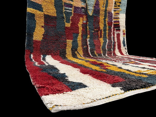 Tapis marocain tissé à la main Boujaad 6.4x10.6ft | Tapis berbère coloré Boho | Décor de salon vintage Abstrait