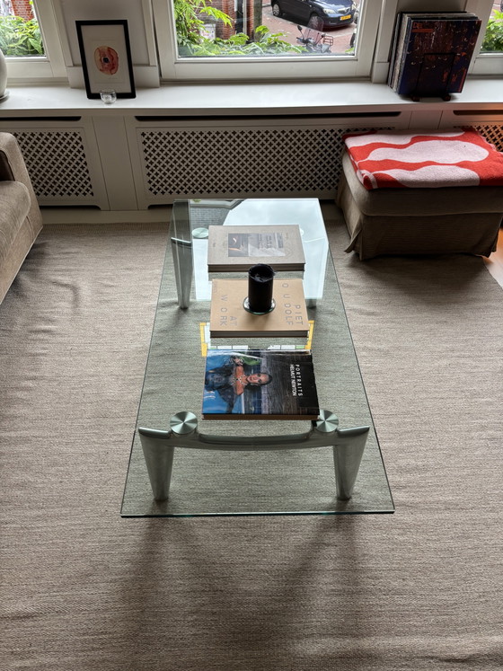 Leolux Farandole table basse en verre avec pieds en acier inoxydable – Tables basses, Glass, Aluminium (photo 3 of 6)
