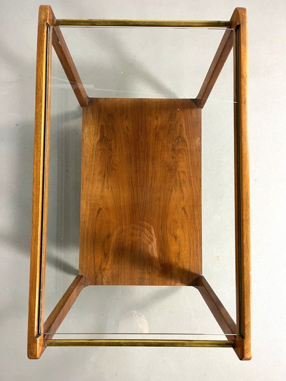 Image 1 of Italiaanse serveerwagen van kersenhout in mid-century modern stijl,circa 1950.