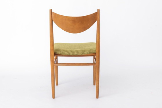 Image 1 of Set of 5 Vintage Dining Chairs, 1960s Germany, Wenzel, Beech Wood, Mid Century Modern, Green Upholstery
