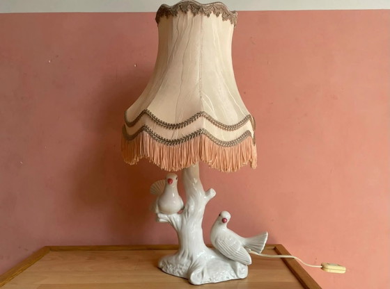 Lampada da tavolo italiana vintage Uccelli – Lampade da tavolo, Ceramic, Textile (photo 3 of 6)