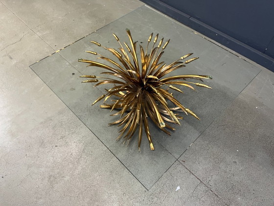 Image 1 of Vintage gilt metal sheaf of wheat coco chanel coffee table, 1960s