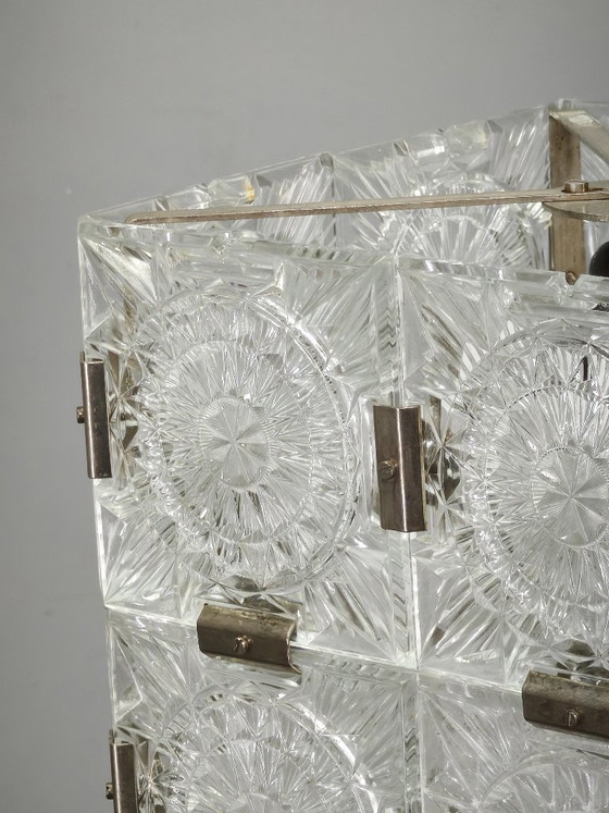 Jaren 70 Italiaanse Space Age Opaline Glas en Blauw Metalen Tafellamp – Kroonluchters (photo 7 of 10)