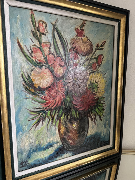 Image 1 of Farbiges Stilllebengemälde 20. Jahrhundert Rahmen E.Bouche