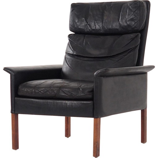 Poltrona vintage in pelle di Hans Olsen