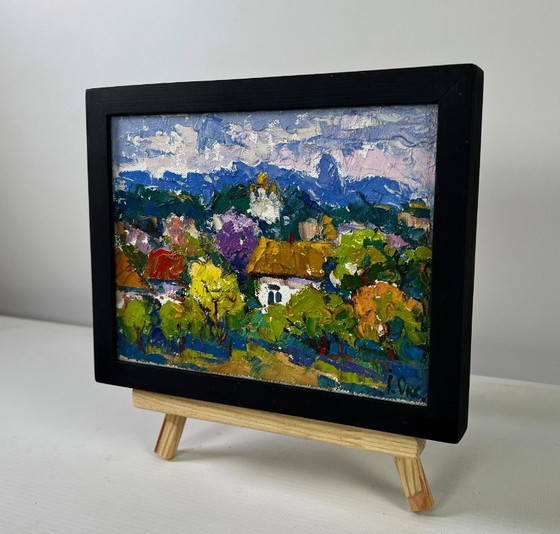 Image 1 of Original Oil Painting Summer Village Landscape Gentle breath of the morning wind