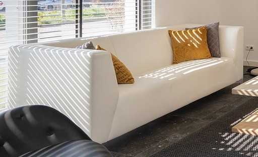 Magnifique canapé Montel en cuir blanc 2,5 places