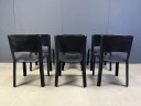 Chaises de salle à manger italiennes en cuir noir, 1980