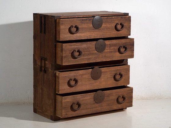 Antique Japanese Tansu Chest of Drawers - Meiji / Taishō Period (c. ) #81 – Iron (photo 16 of 40)