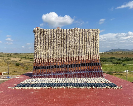 Vintage Moroccan Berber rug with multicoloured stripes – 332 x 244 cm – Rugs & carpets, Wool, Cotton (photo 2 of 19)