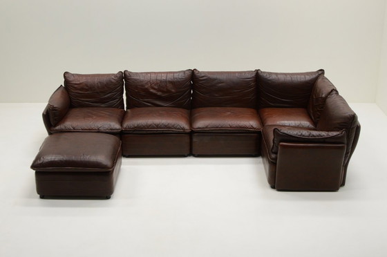 Image 1 of Large leather modular sofa, 1970s Germany.