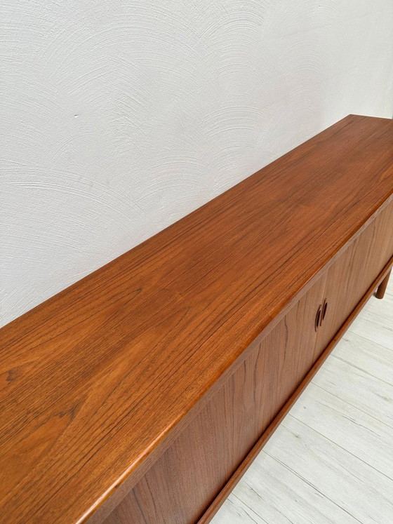 1960s Vintage Large Danish Design Teak Sideboard with Tambour Doors, OMANN JUN, Wood, Brown (photo 10 of 19)