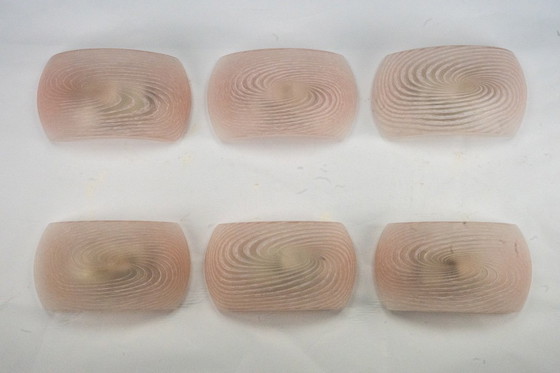 Image 1 of Satz von sechs rosafarbenen Muranoglas-Wandleuchtern. Italien 1970er Jahre