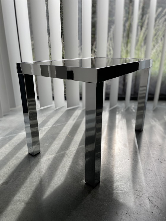 Image 1 of Chrome side table with mirror smoked glass