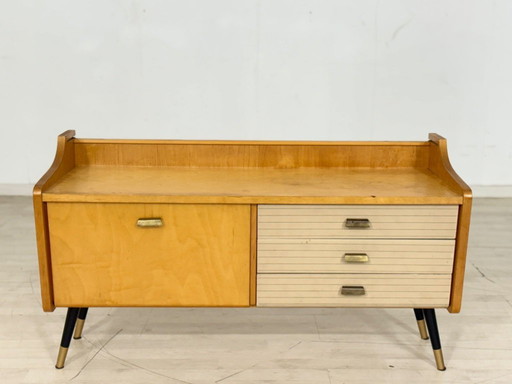 Aparador bajo de mediados de siglo, cómoda, mueble de salón, armario vintage