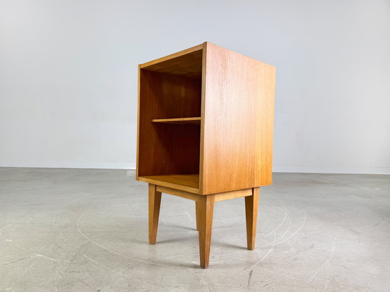 Image 1 of Kleine midcentury ladekast nachtkastje eiken vintage bijzettafel