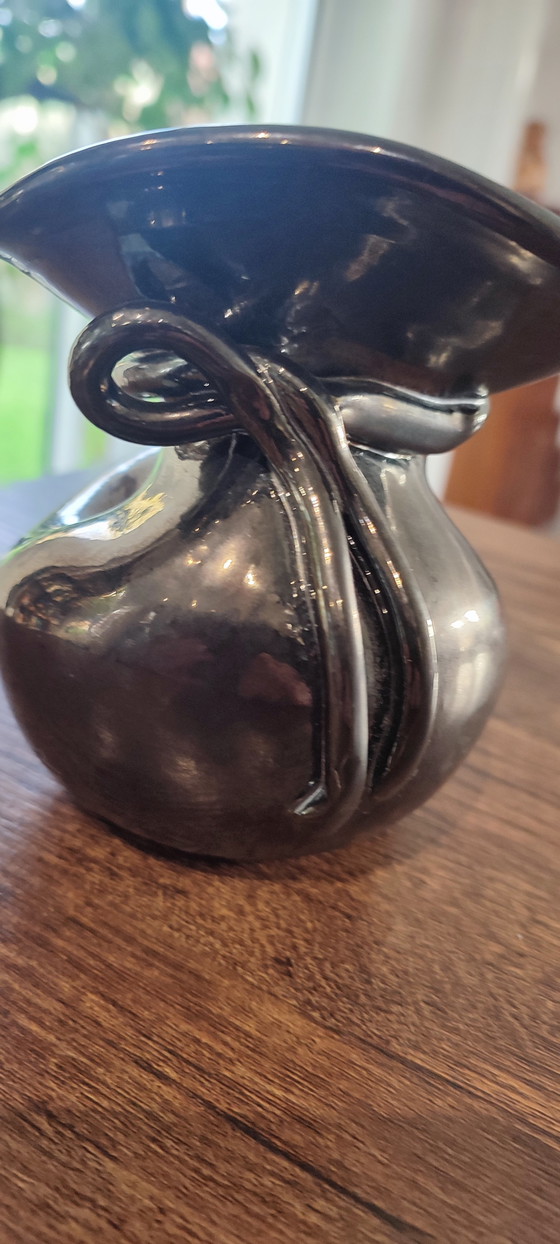 Image 1 of Vaso in ceramica iridescente degli anni '60, firmato