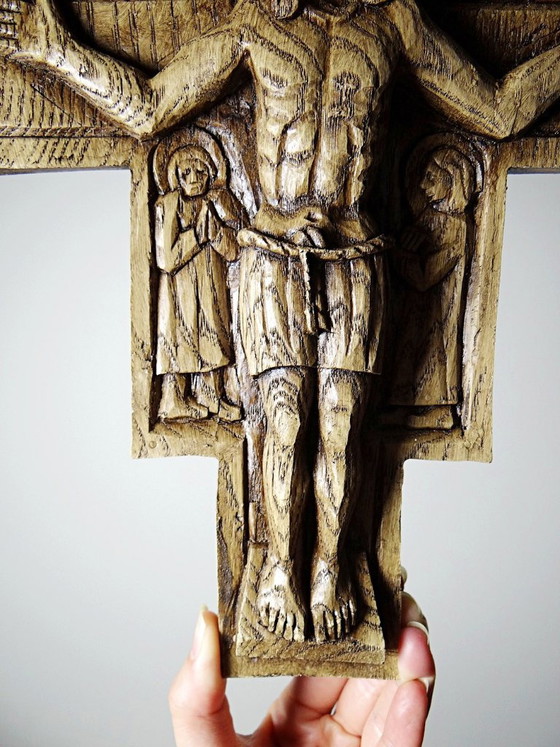 Croix de San Damiano vintage en bois sculpté, art religieux franciscain – Décorations murales, Wood (photo 7 of 12)