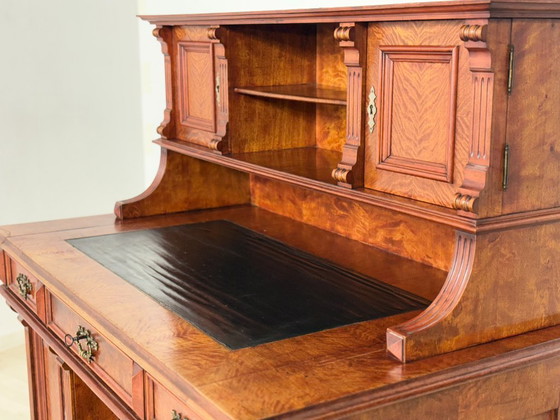 Magnifique bureau d'écriture de l'époque Gründerzeit – Bureau/secrétaire ancien de grande qualité, datant (photo 22 of 24)