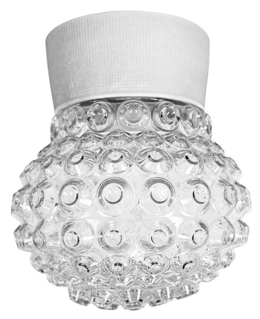 Plafonnier vintage en porcelaine blanche, années 1970 – plafondlampen, Ceramic, Glass