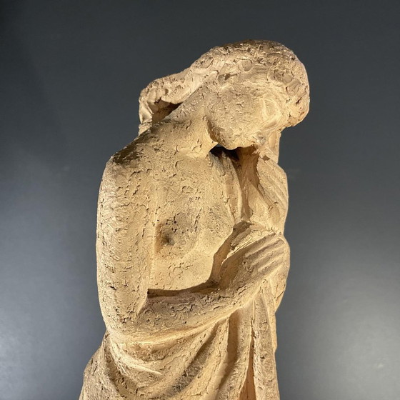 Gedrapeerde Naakte Vrouw Terracotta Beeldhouwkunst door Alphonse Darville, 1959 (photo 3 of 13)