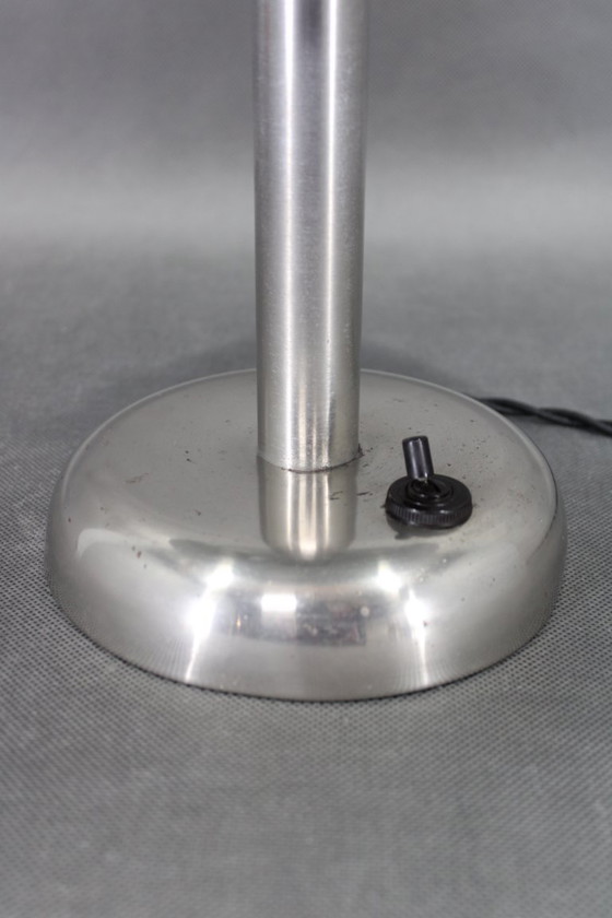 Image 1 of 1930s Art Deco Nickel Mushroom Table Lamp Europe
