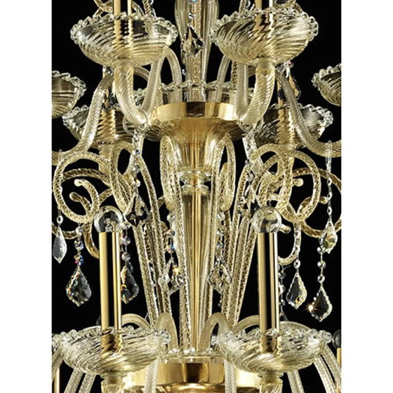 Image 1 of Prunkvoller venezianischer Kronleuchter im imperialen Stil mit goldverziertem Muranoglas
