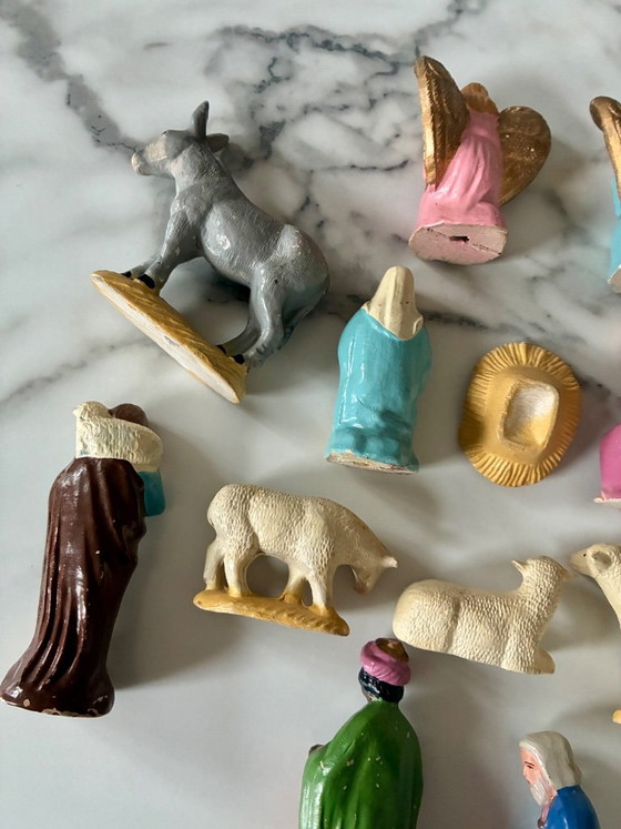 Vintage Christmas Nativity Santons Figurines 1940-1960, 14 pieces, Le Cellosite, Decorative Objects, Other (photo 8 of 9)