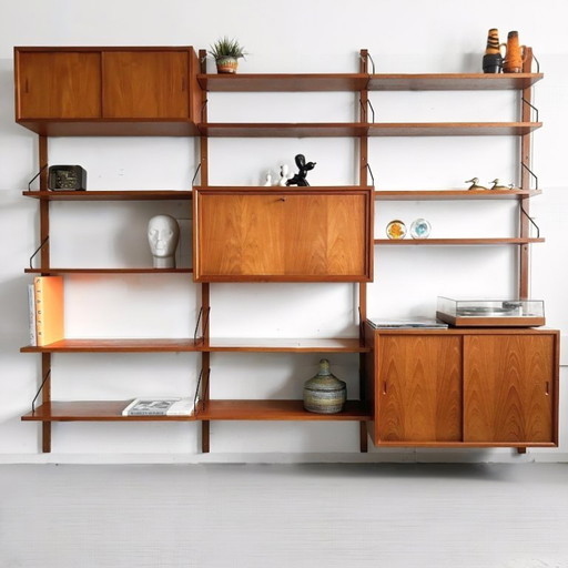 Poul Cadovius Royal Wandschrank aus der Mitte des 20. Jahrhunderts, dänisches Design, Vintage 1950er Jahre