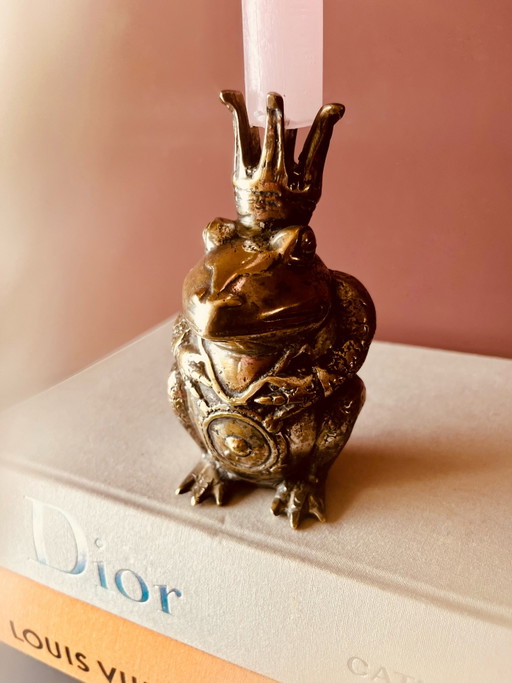 Bronze Frog Prince candlestick