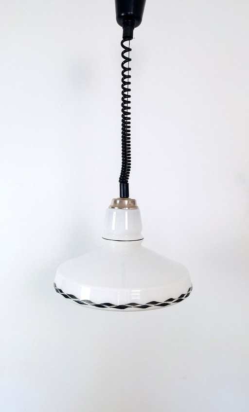 Mid-century White Opaline Glass Pendant Light / Vintage Ceiling Lamp / Retro Lightning / Home Decor / Yugoslavia / 1970s