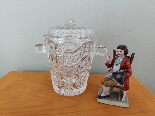 Seau à glaçons en verre travaillé