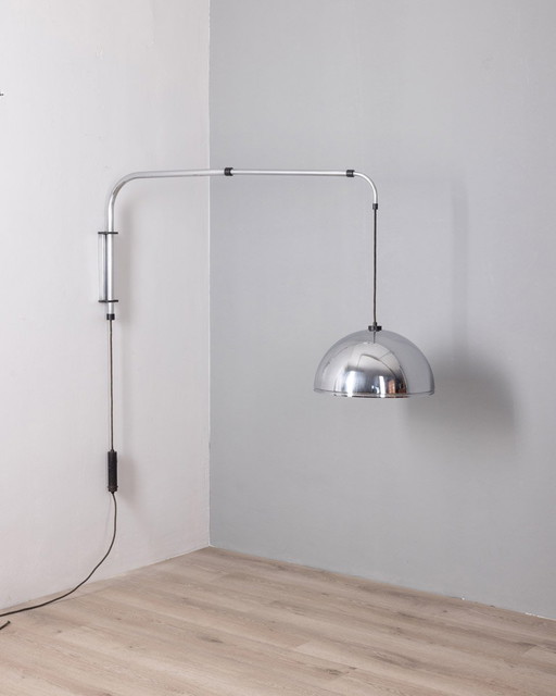 Adjustable Wall Lamp Vintage 70s Chrome Metal Italian Design