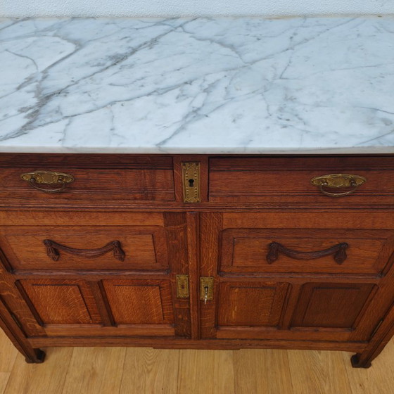 Image 1 of Buffet, commode, chiffonnier, meuble-lavabo ancien avec plateau en marbre