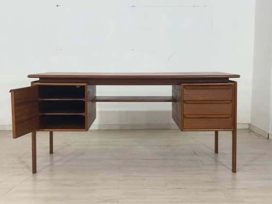 Image 1 of Danish teak desk freestanding office desk Henning Kjaernulf