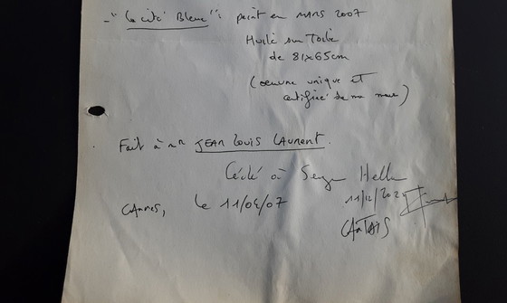 Image 1 of Dipinto La città blu, 2007, Bruno Cantais, 81 x 65 cm, certificato.