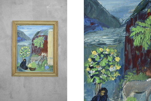 Frideborg Bryth, Oil on Board, 1950s, Framed