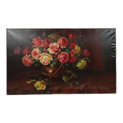 Large Flower Painting Still Life Roses 100x60cm