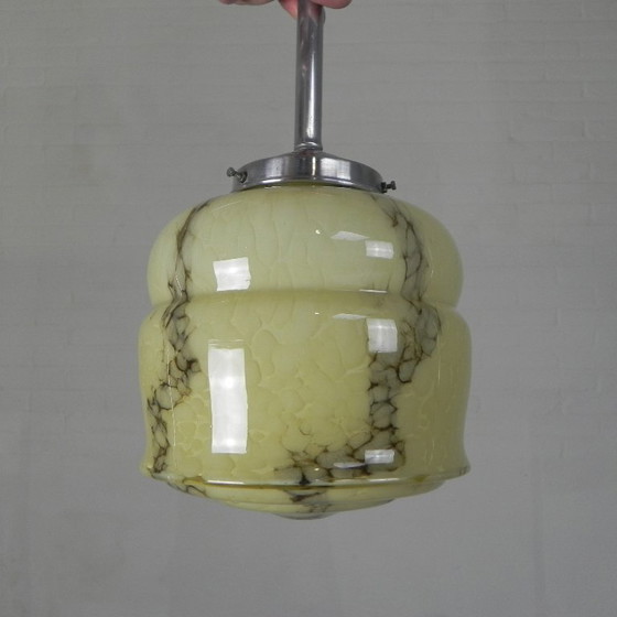 Image 1 of Art Deco pendant lamp with marbled glass shade, 1930s