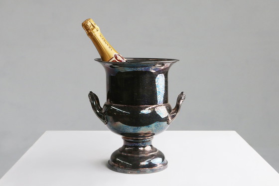 Image 1 of Cubo de hielo de latón plateado estilo Art Déco francés, década de 1900