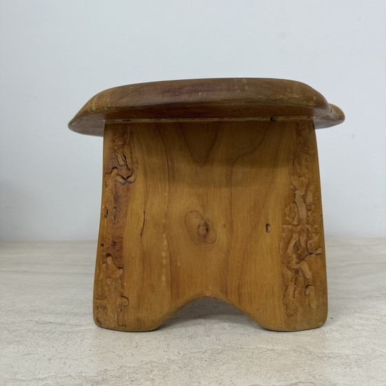 Image 1 of Brutalist Solid Wood Side Table/Stool, 1970s