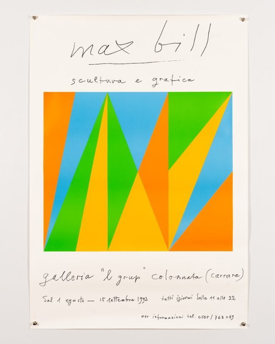 Image 1 of Max Bill scultura e grafica – 1992 Originele vintage tentoonstellingsposter van Max Bill – Zwitserse stijl – 97,5 x 68 cm