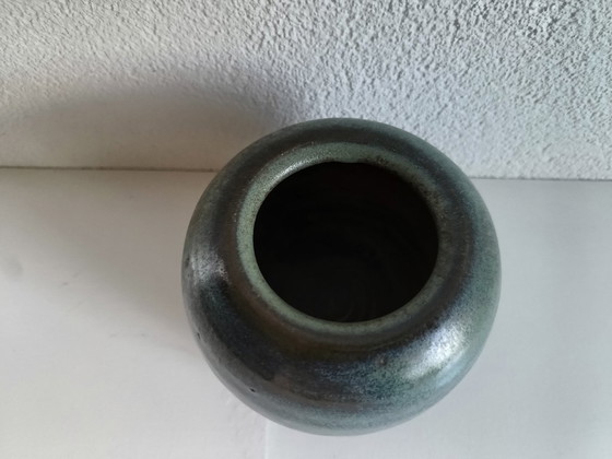 Vaso di design vintage Gubbels Helden (blu-verde, ceramica), Vasi (foto 4 di 5)