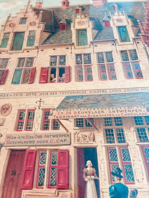 Old chromolithograph/color print by Constant Cap of the Historisch Huis De Beuckelaer