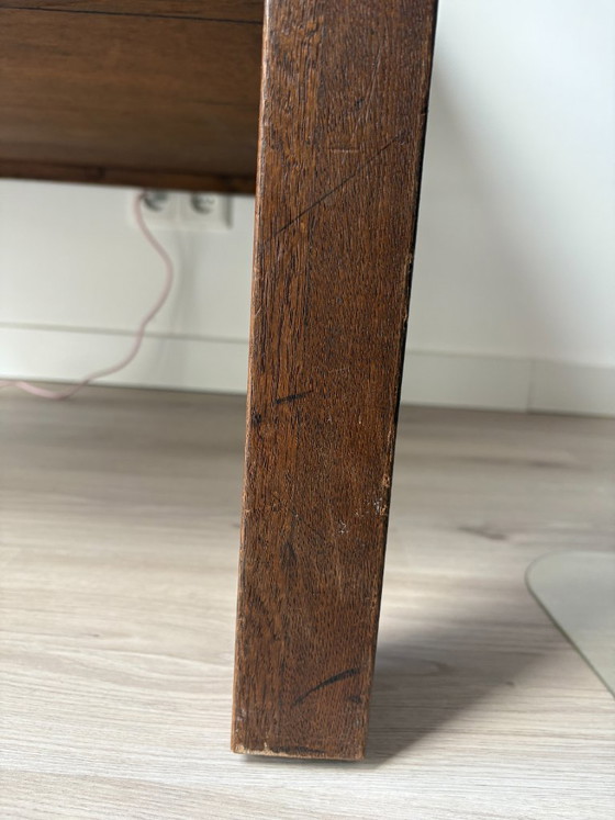 Houten bijzettafel met tegelblad, Keramiek, Bruin, Vintage (foto 5 van 7)