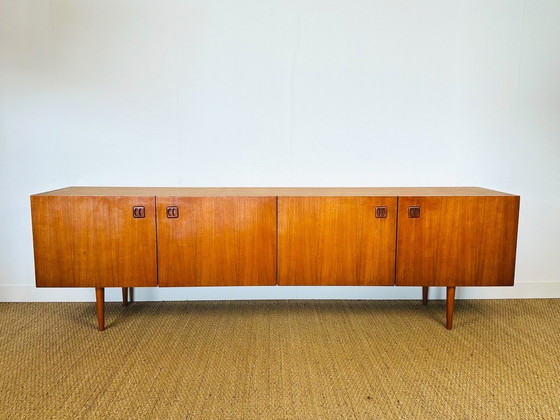 Image 1 of Scandinavian teak sideboard with 4 doors and tapered legs, 1960