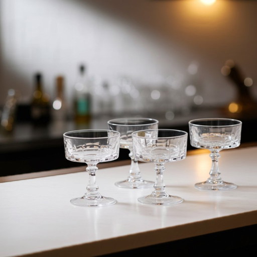 Ensemble de 4 verres en cristal d'Arques français « Louvre » (24 % de cristal au plomb)