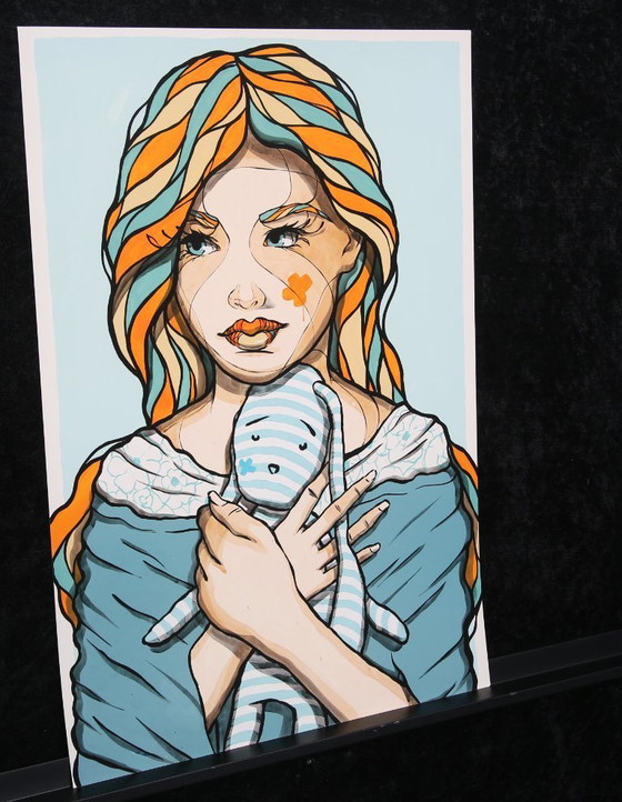 Image 1 of El Bocho - Girl with Rabbit - 2019 - Giclee - signed by hand